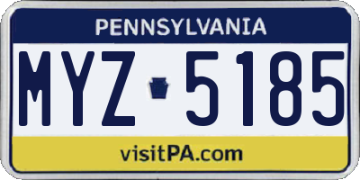 PA license plate MYZ5185