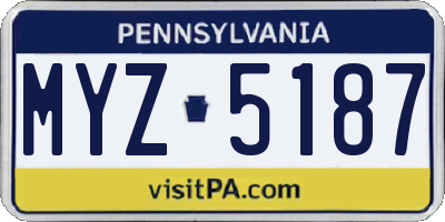 PA license plate MYZ5187