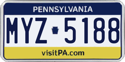 PA license plate MYZ5188