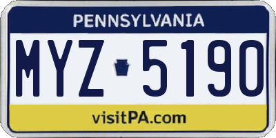 PA license plate MYZ5190