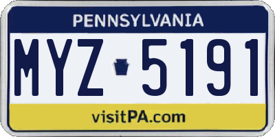 PA license plate MYZ5191