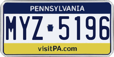 PA license plate MYZ5196