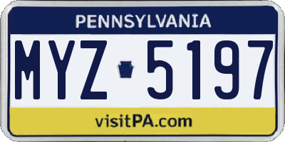 PA license plate MYZ5197