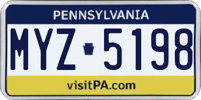 PA license plate MYZ5198