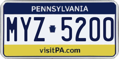 PA license plate MYZ5200