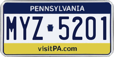 PA license plate MYZ5201