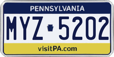 PA license plate MYZ5202
