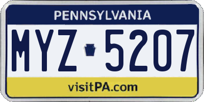 PA license plate MYZ5207