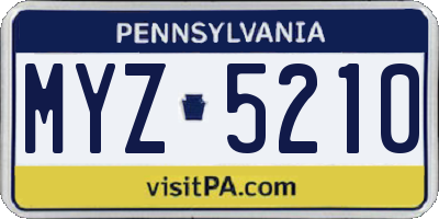 PA license plate MYZ5210