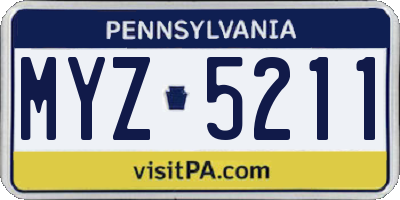 PA license plate MYZ5211
