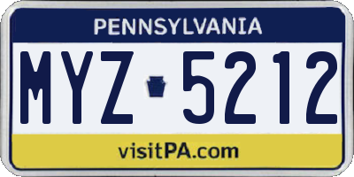 PA license plate MYZ5212