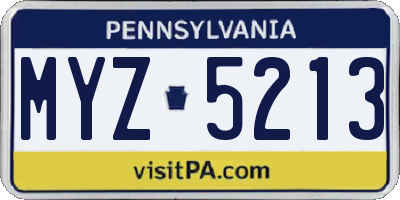 PA license plate MYZ5213