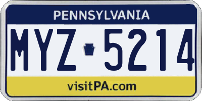 PA license plate MYZ5214