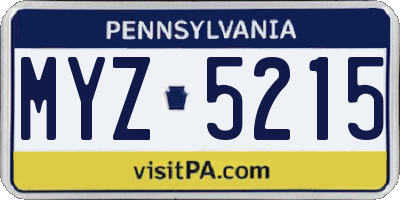 PA license plate MYZ5215