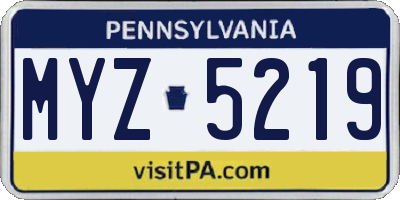 PA license plate MYZ5219