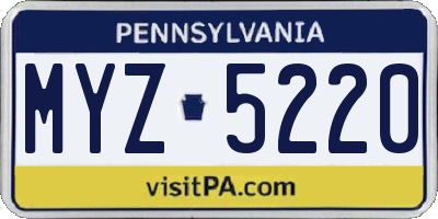 PA license plate MYZ5220