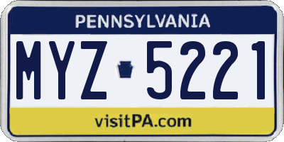 PA license plate MYZ5221