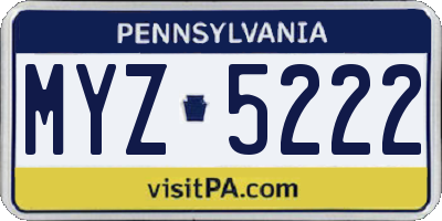 PA license plate MYZ5222