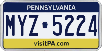PA license plate MYZ5224