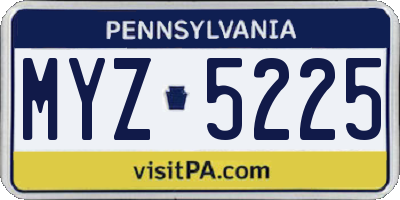 PA license plate MYZ5225