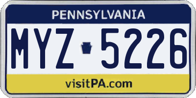 PA license plate MYZ5226