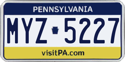 PA license plate MYZ5227