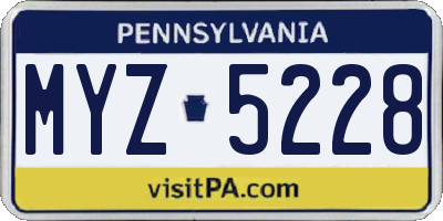 PA license plate MYZ5228