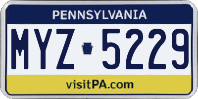PA license plate MYZ5229