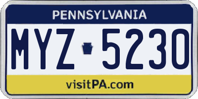 PA license plate MYZ5230