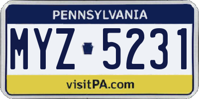 PA license plate MYZ5231