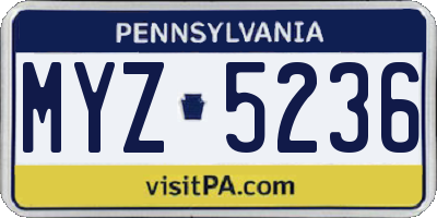 PA license plate MYZ5236