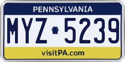 PA license plate MYZ5239