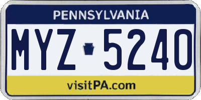 PA license plate MYZ5240