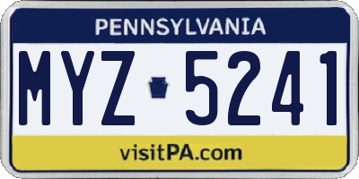 PA license plate MYZ5241