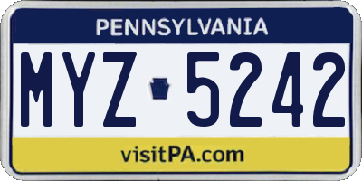 PA license plate MYZ5242