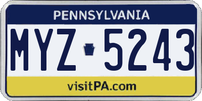PA license plate MYZ5243