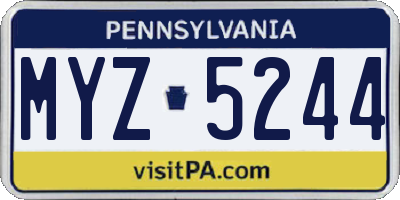 PA license plate MYZ5244