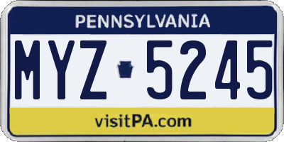 PA license plate MYZ5245