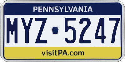 PA license plate MYZ5247