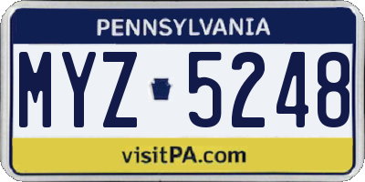 PA license plate MYZ5248