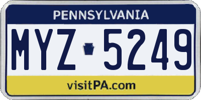 PA license plate MYZ5249