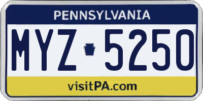 PA license plate MYZ5250