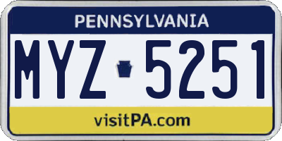 PA license plate MYZ5251