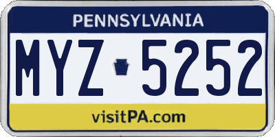 PA license plate MYZ5252