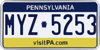 PA license plate MYZ5253
