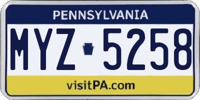 PA license plate MYZ5258