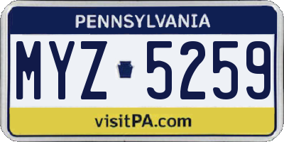 PA license plate MYZ5259