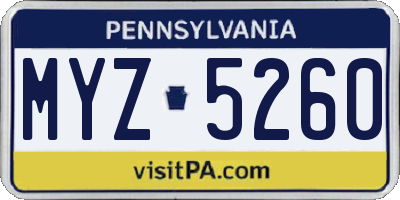 PA license plate MYZ5260