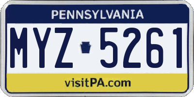 PA license plate MYZ5261