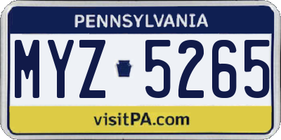 PA license plate MYZ5265